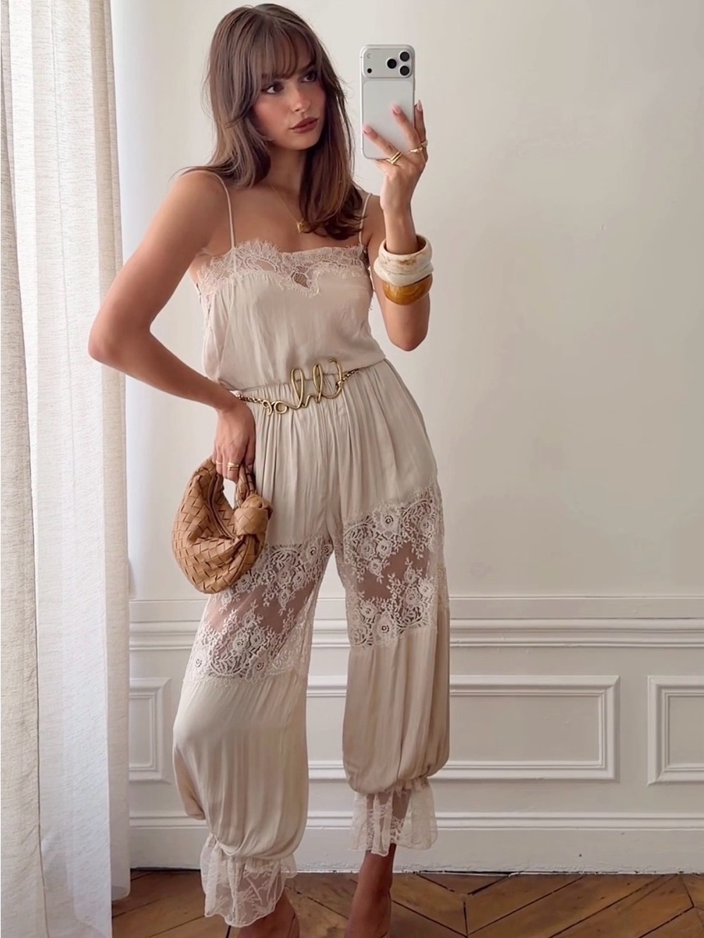 H&M Lace-Trimmed Balloon-Leg Jumpsuit